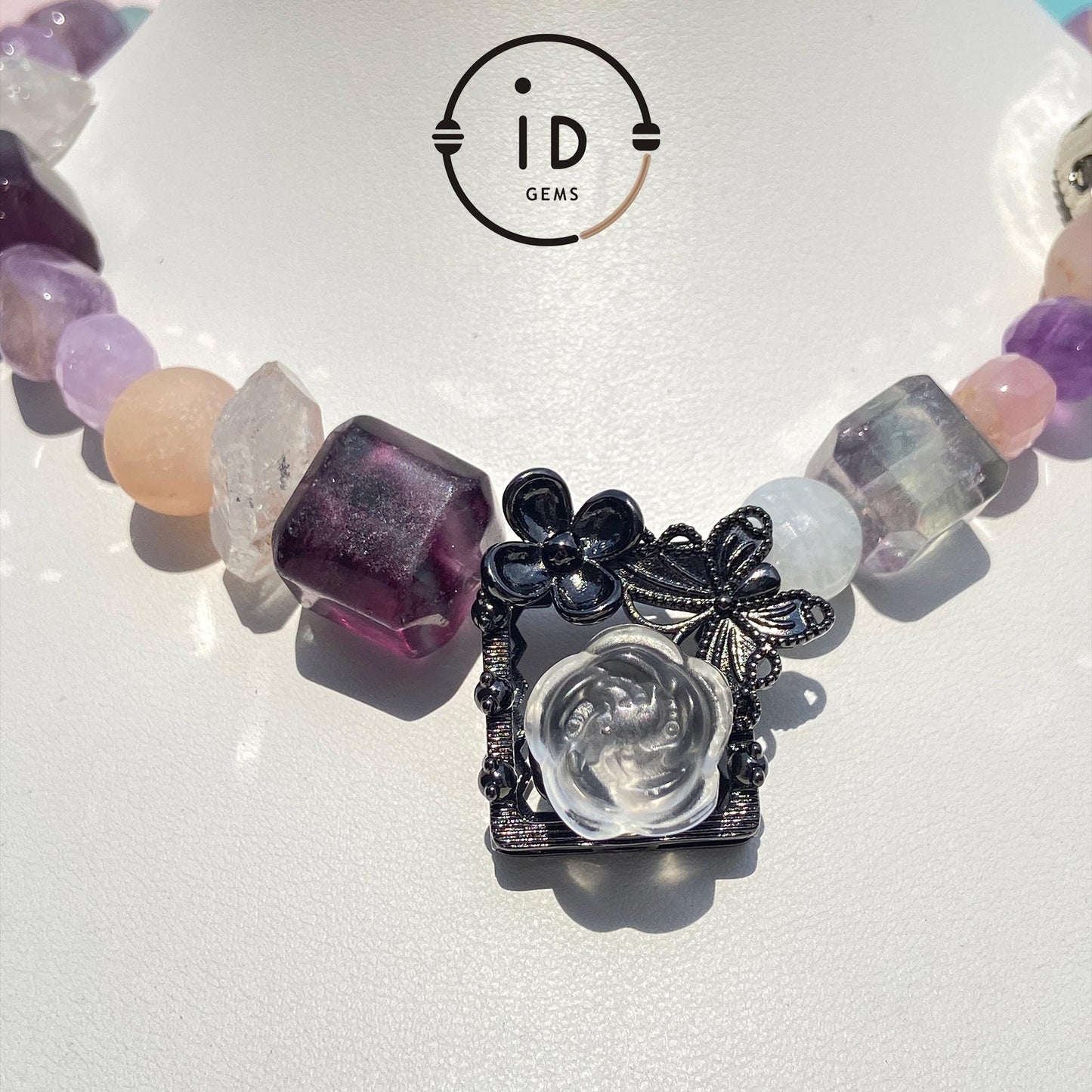Unregelmäßige bunte große Perlen | Natürliche Energie Amethyst Halskette | Handgefertigter Kristallschmuck | Geschenk für besondere Anlässe