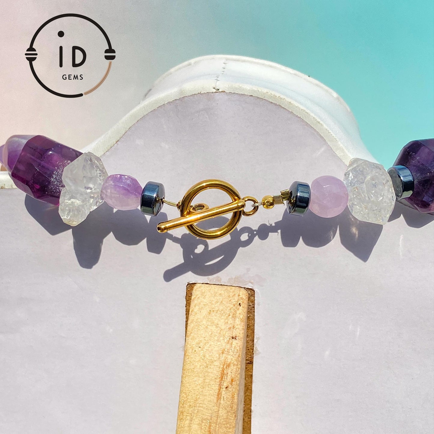 Unregelmäßige bunte große Perlen | Natürliche Energie Amethyst Halskette | Handgefertigter Kristallschmuck | Geschenk für besondere Anlässe