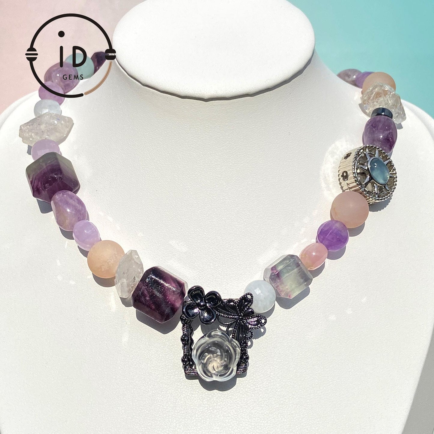 Unregelmäßige bunte große Perlen | Natürliche Energie Amethyst Halskette | Handgefertigter Kristallschmuck | Geschenk für besondere Anlässe