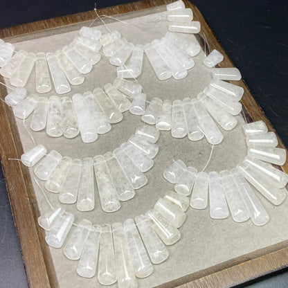 Natural White Quartz Fan Pendants 11pcs Set · 8×6mm Faceted Clear Beads | Sparkling DIY Necklace, Earring & Chakra Energy Charms