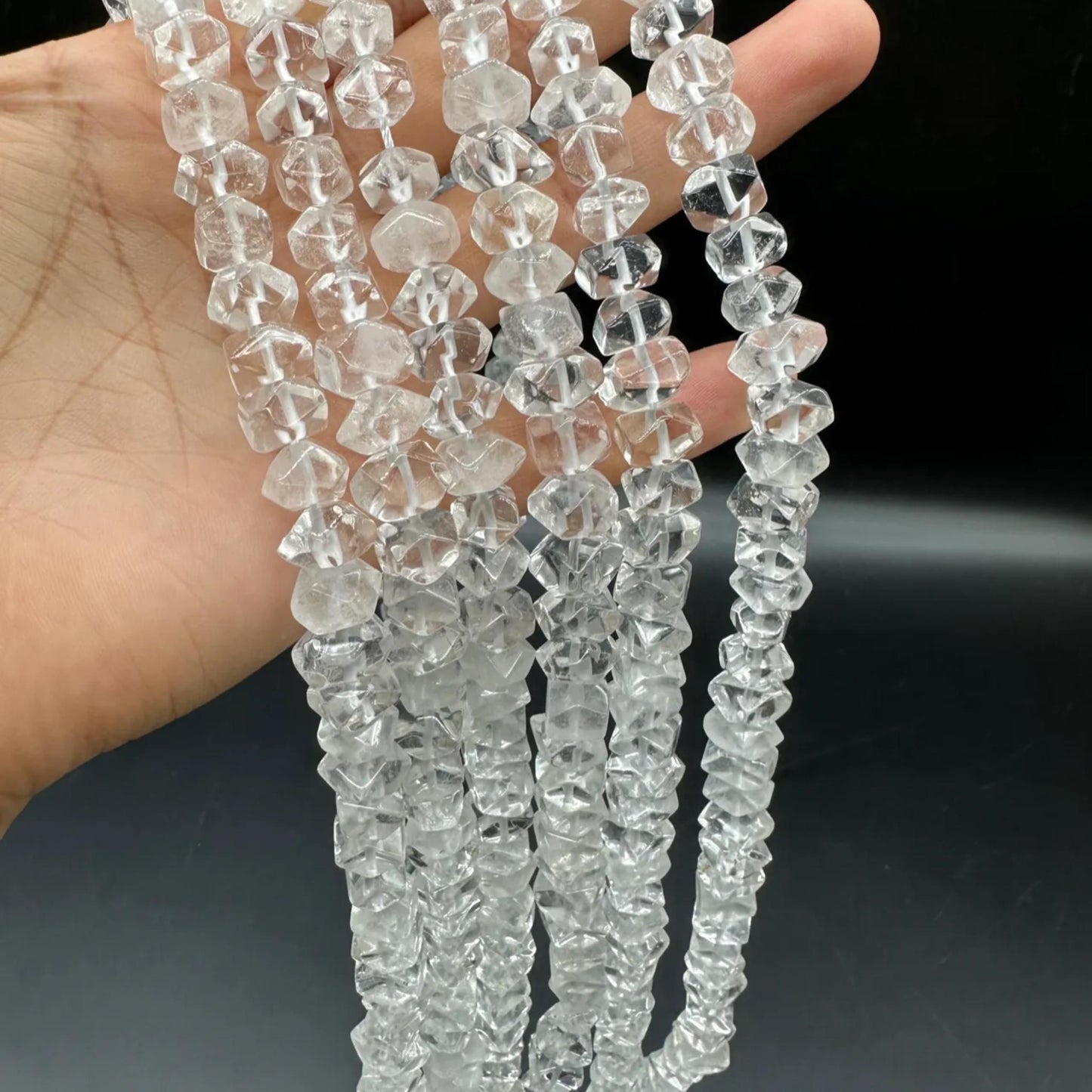Natural Clear Quartz Octagon Abacus Beads 10×6 mm · 38 cm Strand | Sparkling Faceted Gemstone · DIY Bracelet, Necklace, Earrings & Gift Ideas