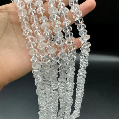 Natural Clear Quartz Octagon Abacus Beads 10×6 mm · 38 cm Strand | Sparkling Faceted Gemstone · DIY Bracelet, Necklace, Earrings & Gift Ideas