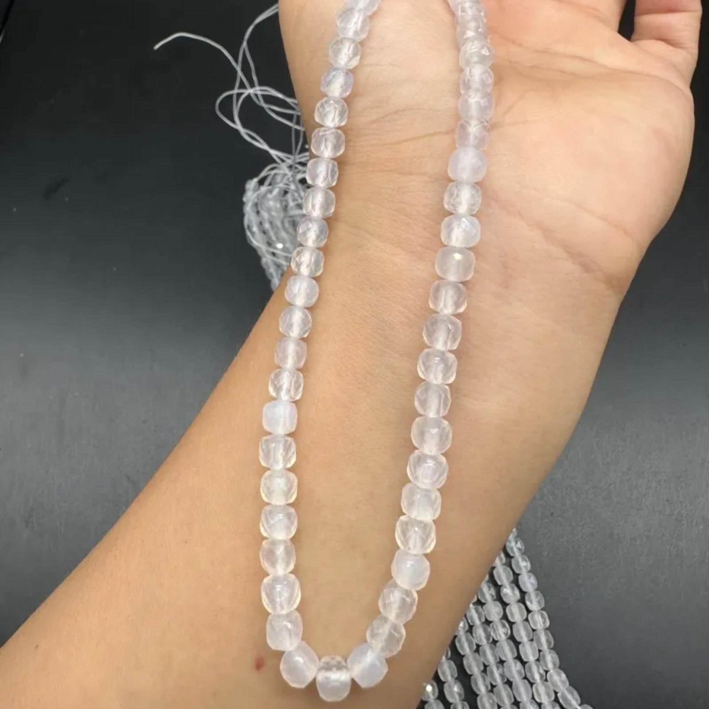 Natural Frosted White Agate Cube Beads 5.5 mm · 38 cm Strand (~60 pcs) | Milky Crystal Elegance for DIY Bracelet, Necklace & Home Décor
