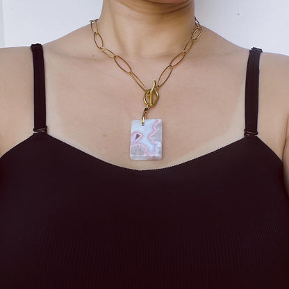 Raw Agate Pendant Necklace｜Irregular Natural Stone｜Vintage Chain Style｜Handmade Spiritual Healing Jewelry｜Energy & Protection Gift