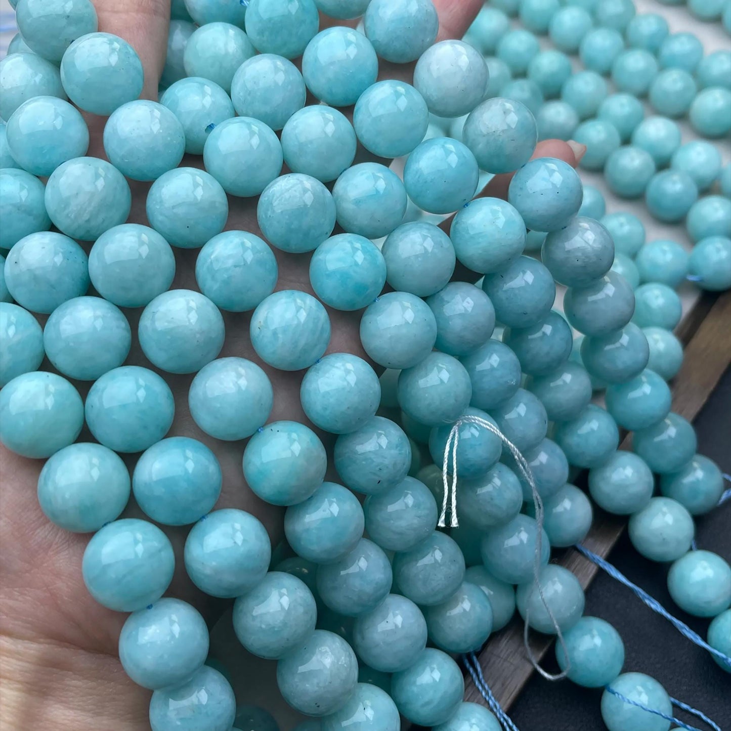 High-Transparency Natural Amazonite Round Beads 14 mm · Fresh Blue-Green · Hand-Polished Gemstones for DIY Bracelets, Necklaces & Earrings