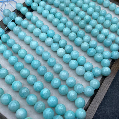 High-Transparency Natural Amazonite Round Beads 14 mm · Fresh Blue-Green · Hand-Polished Gemstones for DIY Bracelets, Necklaces & Earrings