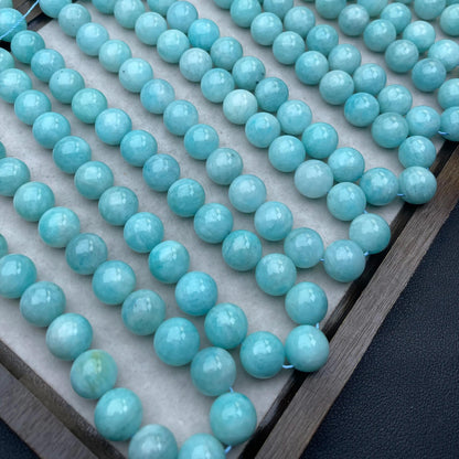 High-Transparency Natural Amazonite Round Beads 14 mm · Fresh Blue-Green · Hand-Polished Gemstones for DIY Bracelets, Necklaces & Earrings