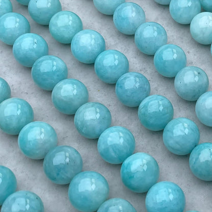 High-Transparency Natural Amazonite Round Beads 14 mm · Fresh Blue-Green · Hand-Polished Gemstones for DIY Bracelets, Necklaces & Earrings