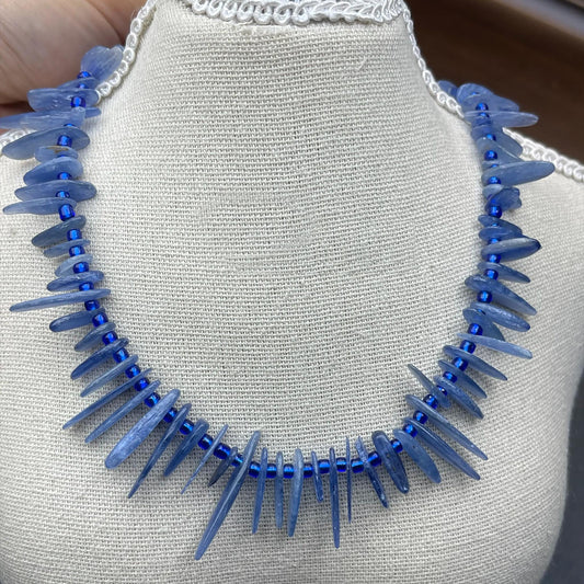High-Clarity Natural Kyanite Irregular Spike Beads 38cm | Ice Blue Gemstone Strands Hand-Polished for DIY Bracelets, Necklaces & Earrings