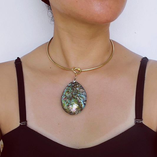 Natural Abalone Shell Necklace | Healing Ocean Energy | Handmade Gold-Plated Choker | Boho Summer Style | Spiritual Jewelry Gift