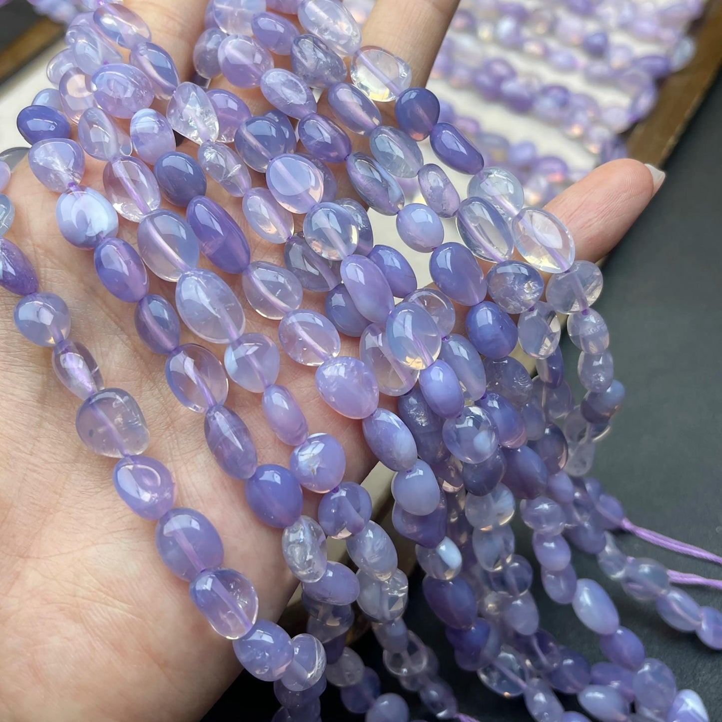 Natürliche Violette Quarz‑Nugget‑Perlen 8 mm | Romantische Nebelviolette Chips, Halbtransparente Handpolitur für DIY Armbänder, Halsketten