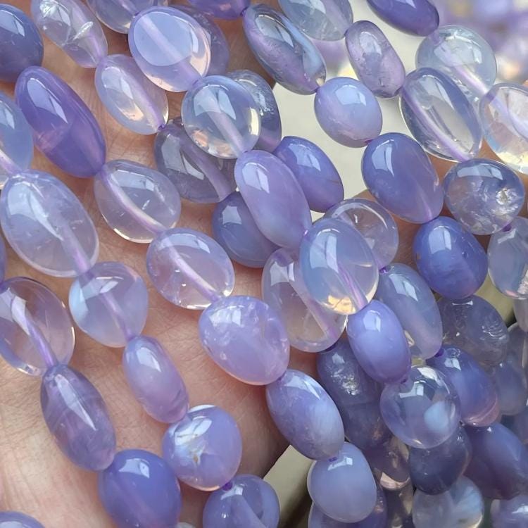 Natürliche Violette Quarz‑Nugget‑Perlen 8 mm | Romantische Nebelviolette Chips, Halbtransparente Handpolitur für DIY Armbänder, Halsketten