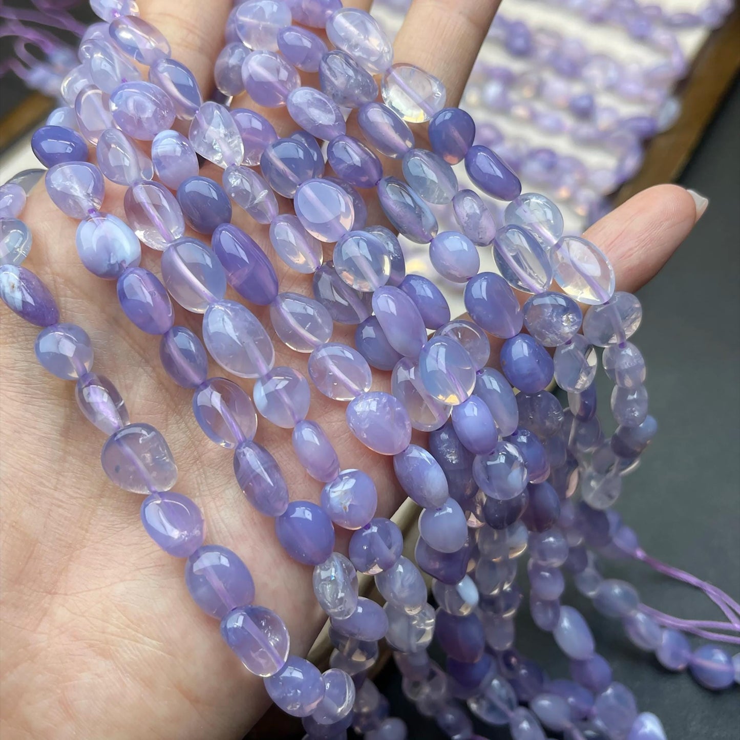 Natürliche Violette Quarz‑Nugget‑Perlen 8 mm | Romantische Nebelviolette Chips, Halbtransparente Handpolitur für DIY Armbänder, Halsketten