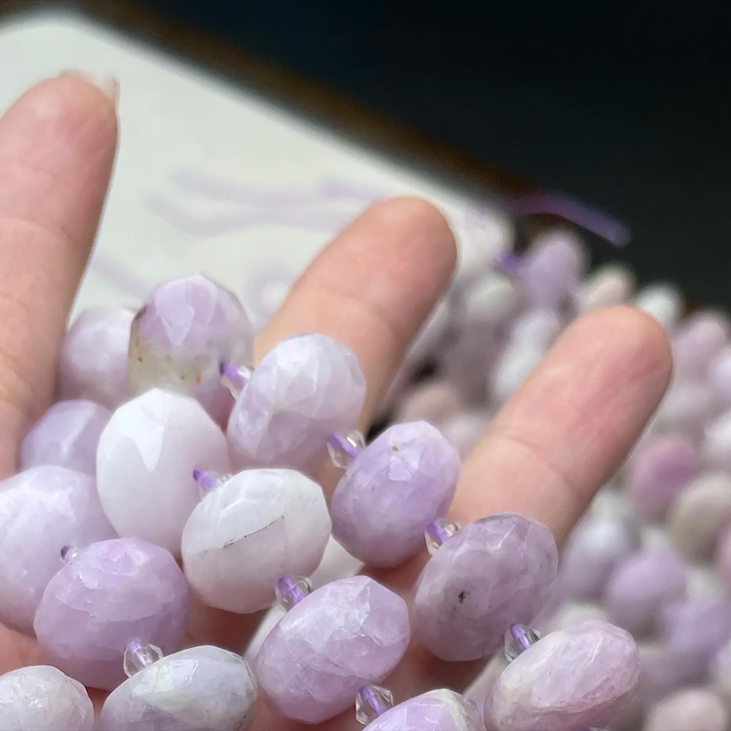 Old Mine Kunzite Chips 15×8mm | Faceted Abacus Cut · Semi-Transparent Pink Violet Beads · DIY Jewelry Making for Bracelets & Necklaces