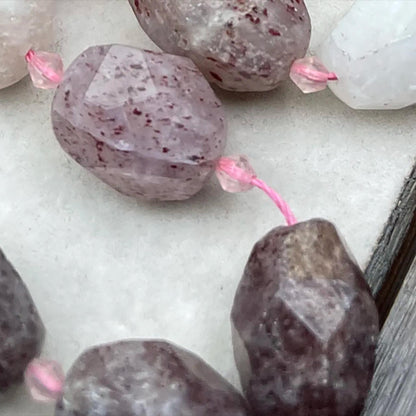 Old Mine Strawberry Quartz Nugget Chips 15mm | Semi-Translucent Pink · Faceted Raw Quartz Beads · DIY Bracelets, Necklaces & Earrings