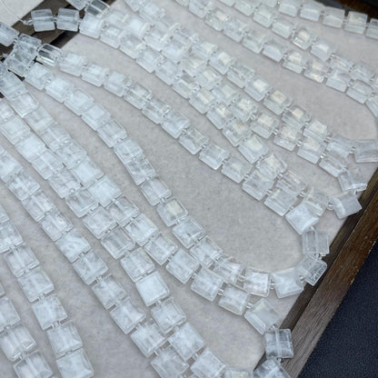 Natural White Quartz Double-Layer Square Chip Beads 10×5mm · Medium Hole · Faceted Shine | DIY Bracelets, Necklaces & Earrings