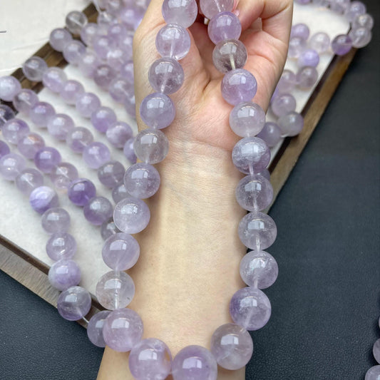 Natürliche runde Lavendel-Amethyst-Perlen 15 mm · Mittleres Loch | Transparentes violettes Leuchten · DIY-Armbänder, Halsketten &amp; Ohrringe
