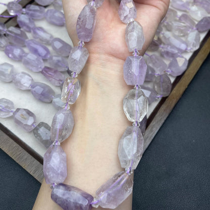 Natural Lavender Amethyst Irregular Faceted Chip Beads 12–16mm · 38cm Strand · Medium Hole · Sparkling Faceted Shine · DIY Bracelet Necklace Earring Jewelry
