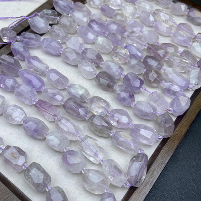 Natural Lavender Amethyst Irregular Faceted Chip Beads 12–16mm · 38cm Strand · Medium Hole · Sparkling Faceted Shine · DIY Bracelet Necklace Earring Jewelry