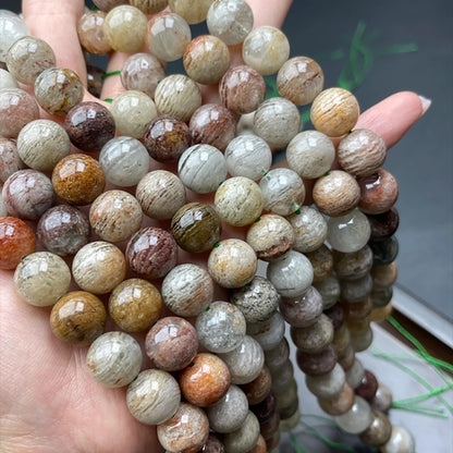 Natural Phantom Quartz (Garden Quartz) Round Beads 12mm | Layered Inclusions · Semi-Translucent · DIY Jewelry Making for Bracelets, Necklaces & Earrings