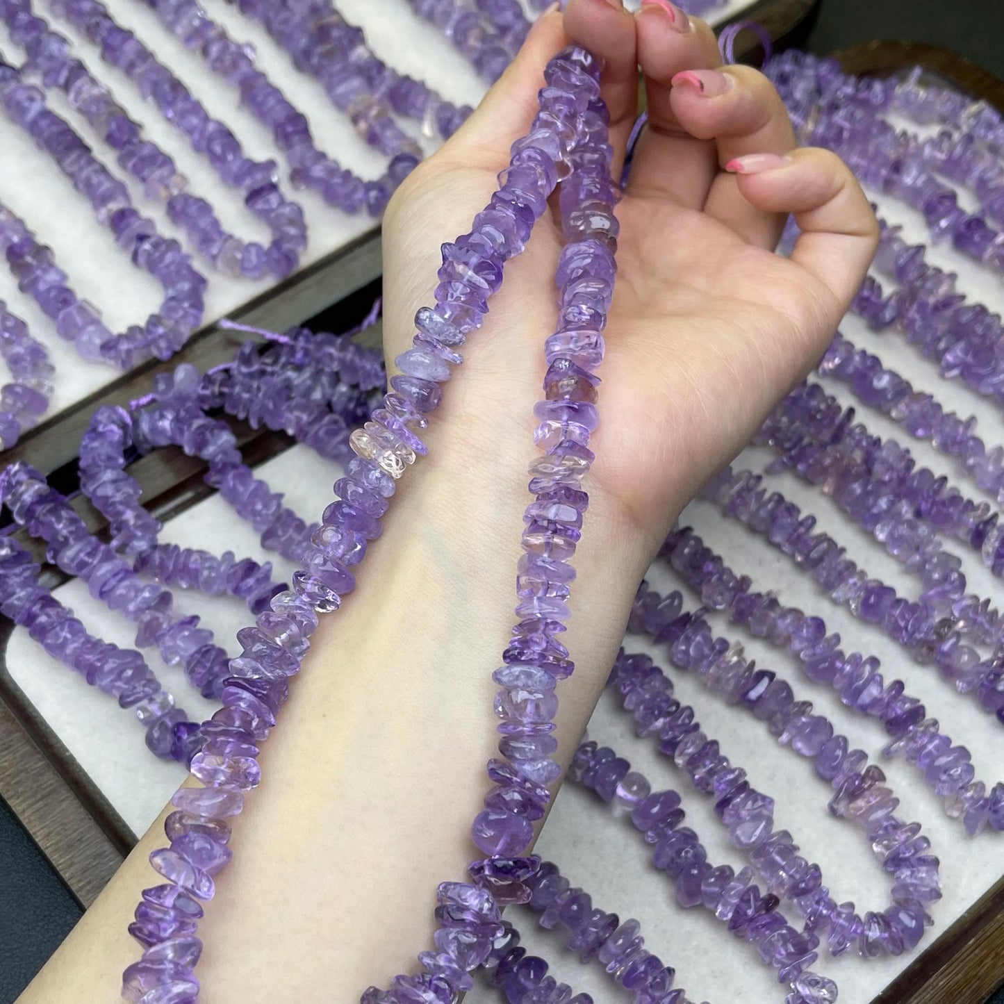 Natürliche Ametrin-Splitterperlen 10 mm | Mittlerer Bohrstrang 38 cm | Zweifarbiger Amethyst-Citrin-Glanz | DIY-Armbänder, Halsketten und Ohrringe