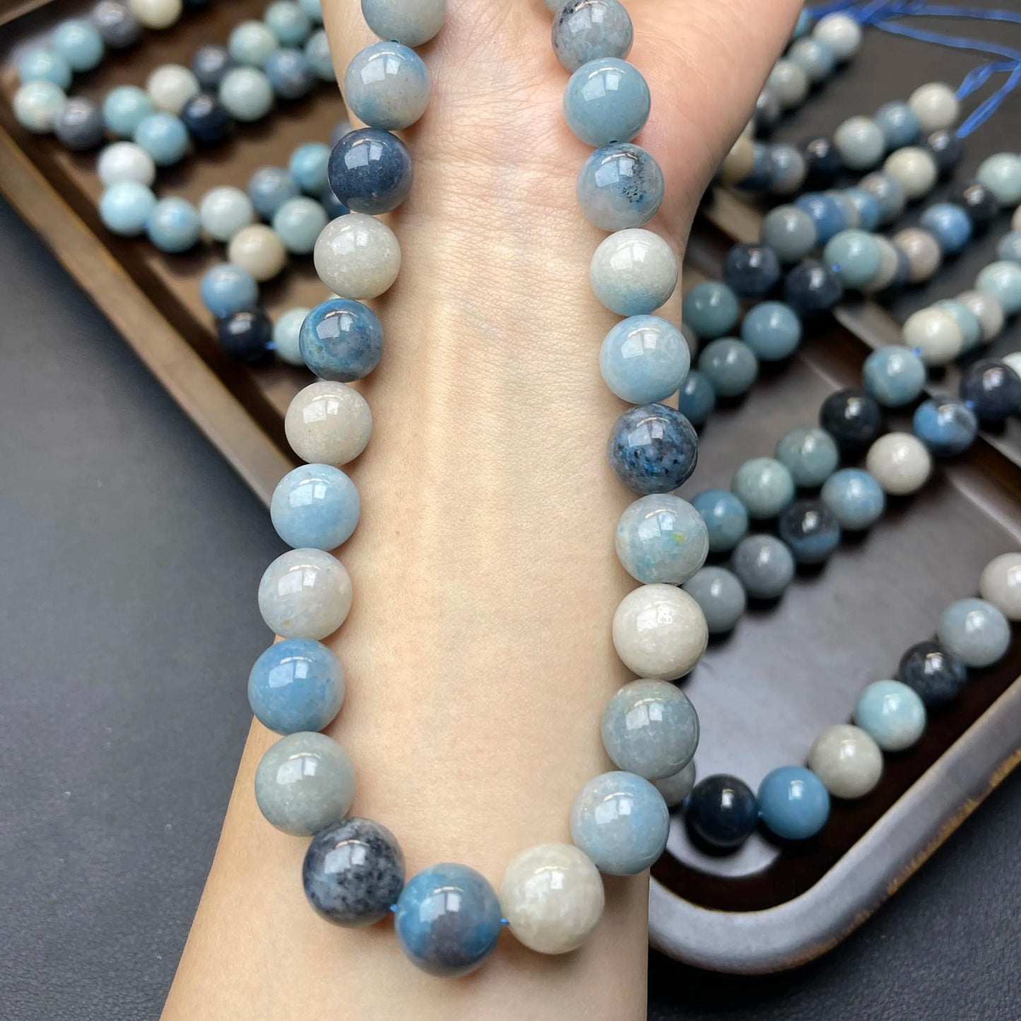 Natural Blue Apatite Round Beads 12mm · 38cm Strand · Medium Hole · Sea-Blue Gradient · DIY Bracelet Necklace Earring Jewelry