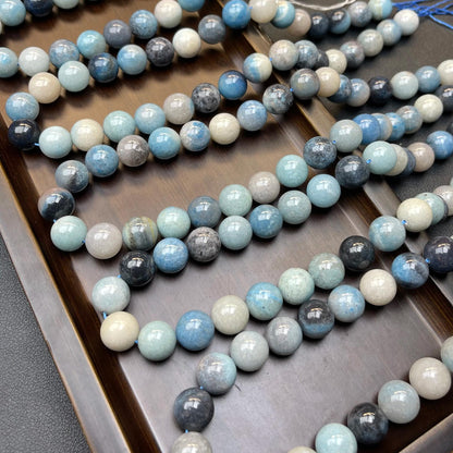 Natural Blue Apatite Round Beads 12mm · 38cm Strand · Medium Hole · Sea-Blue Gradient · DIY Bracelet Necklace Earring Jewelry