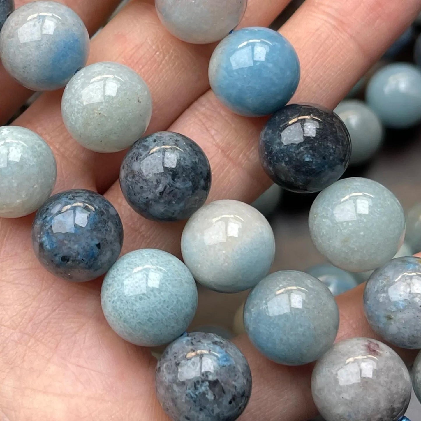 Natural Blue Apatite Round Beads 12mm · 38cm Strand · Medium Hole · Sea-Blue Gradient · DIY Bracelet Necklace Earring Jewelry