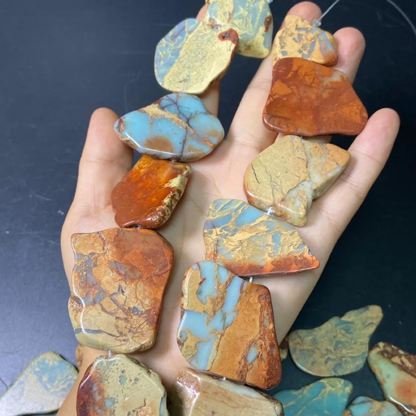 Natural Untreated Shoushan Stone Large Irregular Slab Beads 20–30 mm | Oversized Gemstone Chip Strand 38 cm · DIY Bracelet & Necklace Jewelry Making