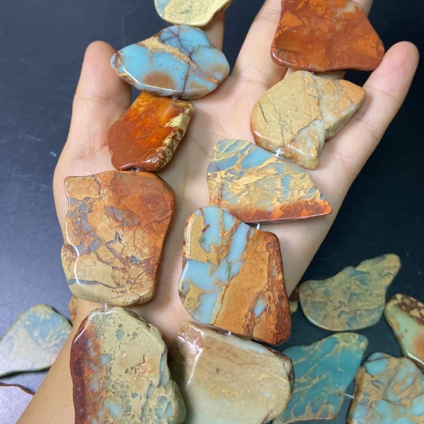 Natural Untreated Shoushan Stone Large Irregular Slab Beads 20–30 mm | Oversized Gemstone Chip Strand 38 cm · DIY Bracelet & Necklace Jewelry Making