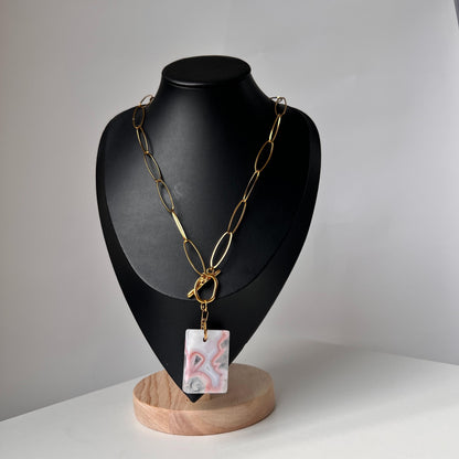 Raw Agate Pendant Necklace｜Irregular Natural Stone｜Vintage Chain Style｜Handmade Spiritual Healing Jewelry｜Energy & Protection Gift