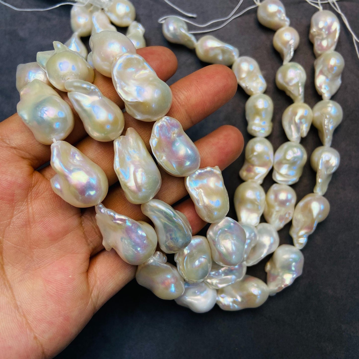 Natural Irregular Freshwater Baroque Pearls Loose Beads｜39.5 cm · 84 g｜26×15.2×14 mm｜DIY Bracelet & Necklace Jewelry Making Supplies