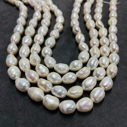 Natural Freshwater Rice Pearls Loose Beads｜8×12 mm · 37 cm · 29 g｜High Luster DIY Bracelet & Necklace Beading Material｜Beauty of Nature