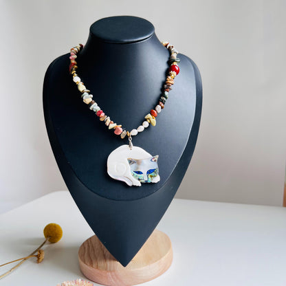 Bunt gemischte Edelstein-Unregelmäßige handgefertigte Perlenkette · Regenbogen Halskette · Natürliches spirituelles Schmuckstück ·Geschenk