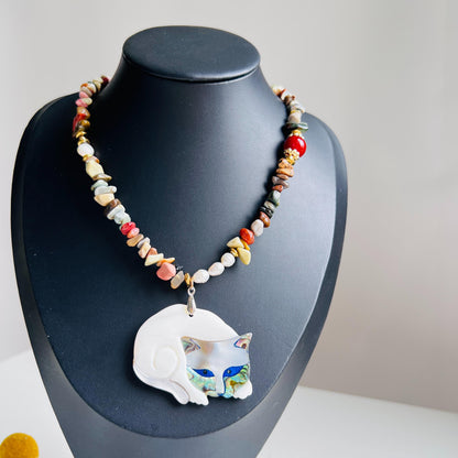 Bunt gemischte Edelstein-Unregelmäßige handgefertigte Perlenkette · Regenbogen Halskette · Natürliches spirituelles Schmuckstück ·Geschenk