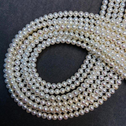 Natural Small Round Freshwater Loose Pearls｜4.5 mm · 40 cm · 11 g｜Smooth & Classic DIY Bracelet & Necklace Beading Material｜Simple & Elegant
