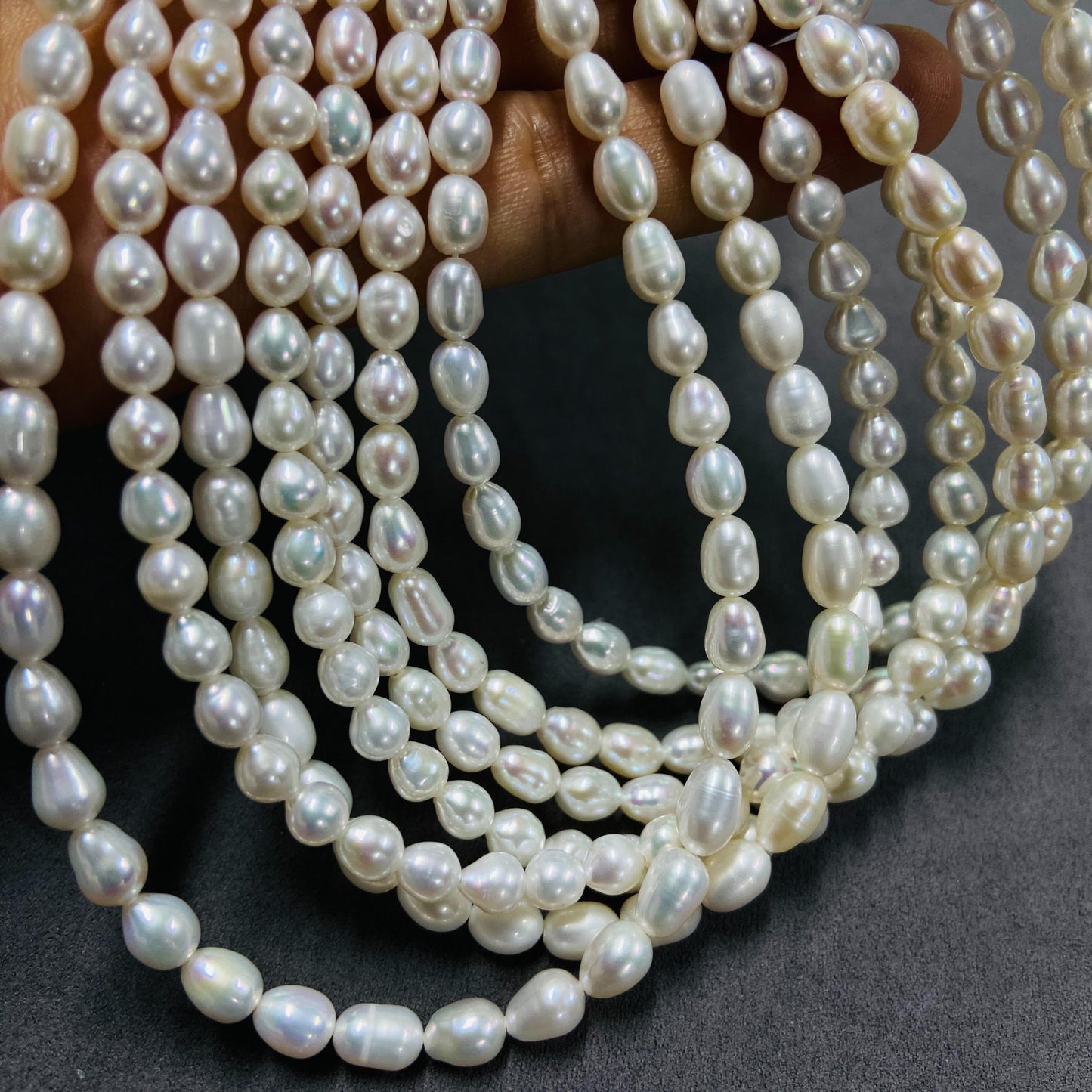 Natural Oval Freshwater Loose Pearls｜4×7 mm · 40 cm · 12.5 g｜Smooth & Organic DIY Bracelet & Necklace Beading Material｜Pure Natural Gem