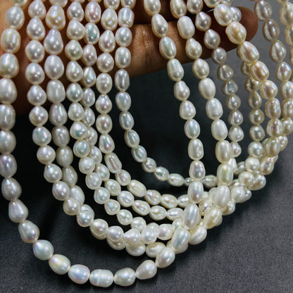 Natural Oval Freshwater Loose Pearls｜4×7 mm · 40 cm · 12.5 g｜Smooth & Organic DIY Bracelet & Necklace Beading Material｜Pure Natural Gem