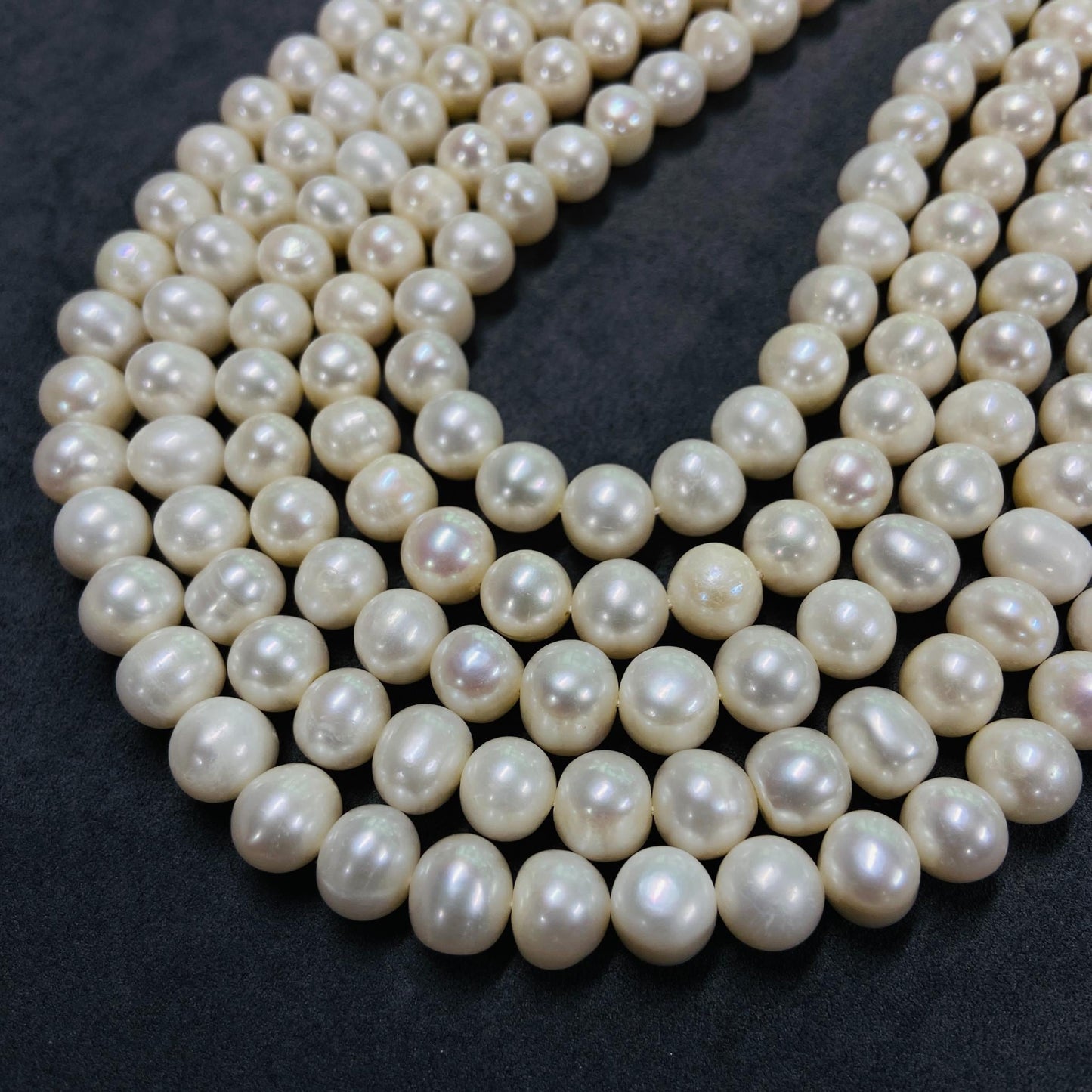 Natürliche große runde Süßwasserperlen | 10×10 mm · 39 cm · 48 g | Glatter Glanz | DIY-Armband-Halskettenzubehör | Luxuriöses Naturjuwel
