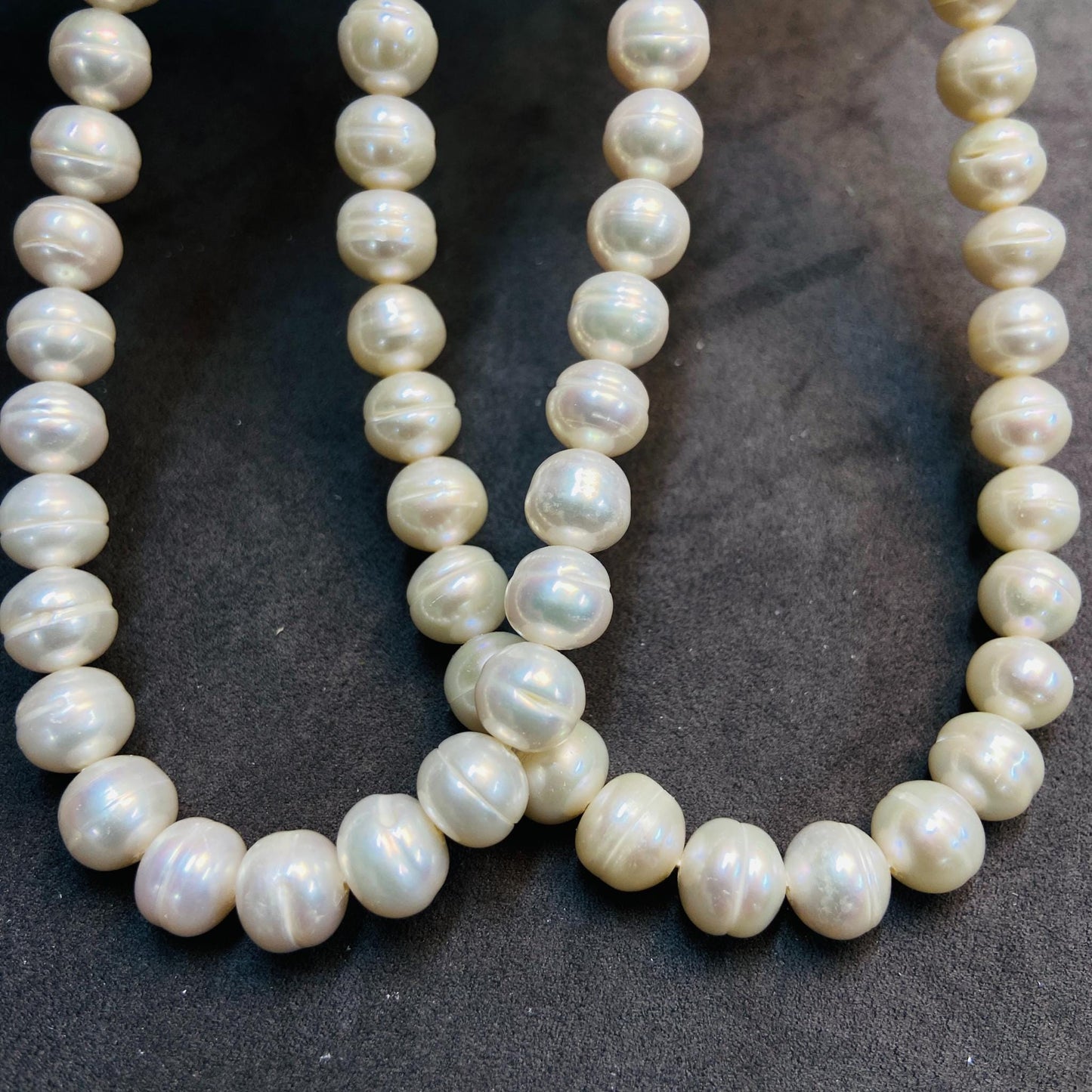 Natürliche große ovale Süßwasserperlen | 10×7 mm · 40 cm · 52 g | Volles und glattes DIY-Armband-Halskettenzubehör | Luxusperle