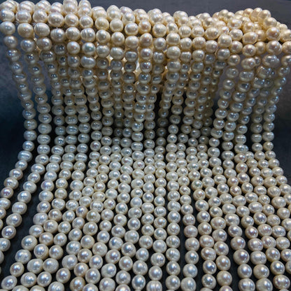 Natürliche große ovale Süßwasserperlen | 10×7 mm · 40 cm · 52 g | Volles und glattes DIY-Armband-Halskettenzubehör | Luxusperle