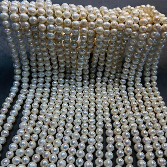 Natural Large Oval Freshwater Pearl Loose Beads | 10×7 mm·40 cm·52 g | Full & Smooth DIY Bracelet Necklace Supplies | Luxury Pearl