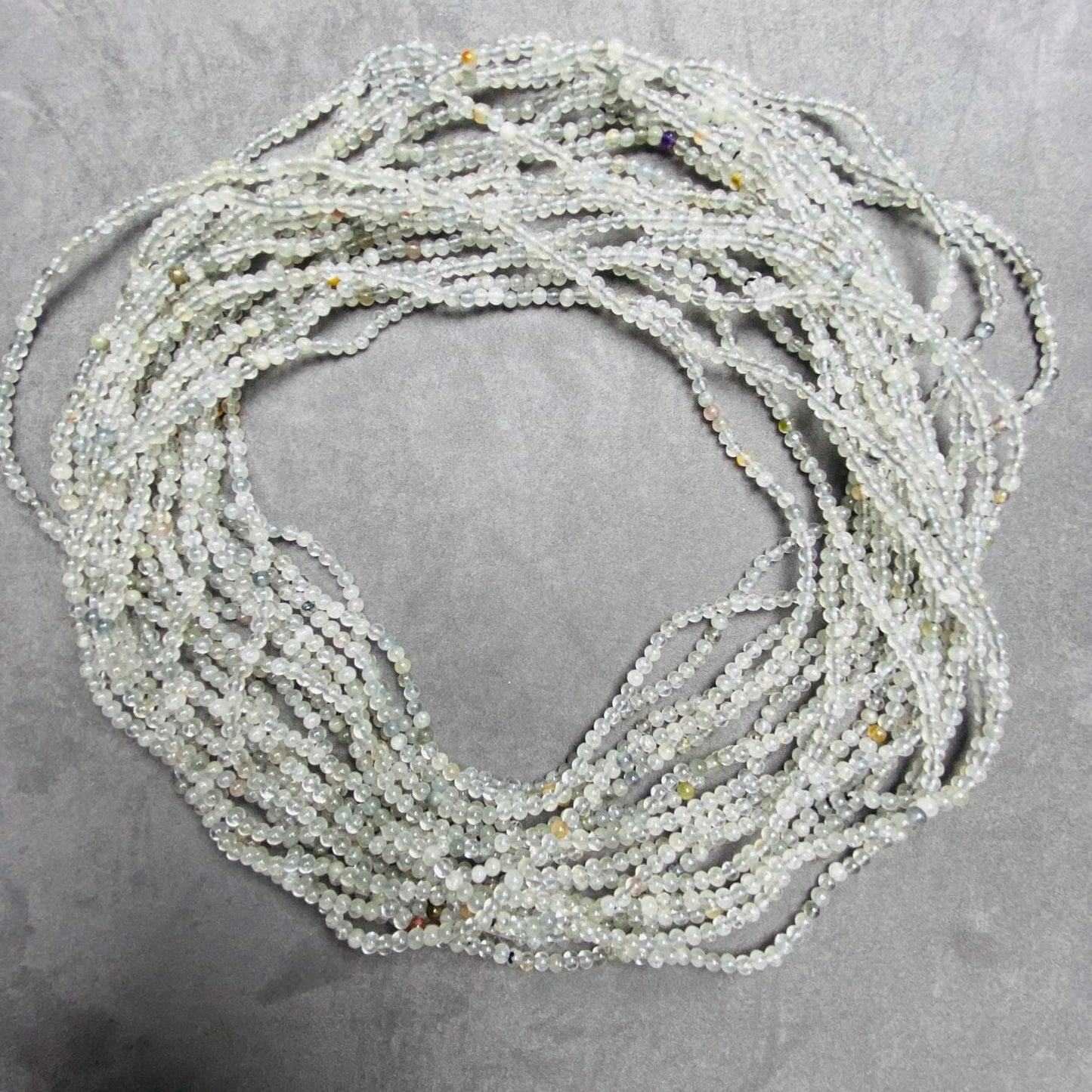 Natural Inclusion Quartz Loose Beads｜3.5 mm · 54 cm · 9 g｜DIY Bracelet & Necklace Beading Material｜Unique Mineral Color Inclusions