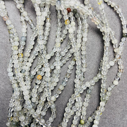 Natural Inclusion Quartz Loose Beads｜3.5 mm · 54 cm · 9 g｜DIY Bracelet & Necklace Beading Material｜Unique Mineral Color Inclusions