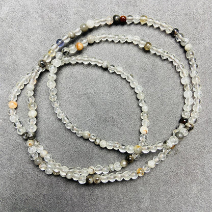 Natürliche Quarz-Perlen mit Einschlüssen lose | 3×3 mm·52 cm·7 g | DIY Armband‑ & Halsketten‑Material | Mineralische Einschlüsse