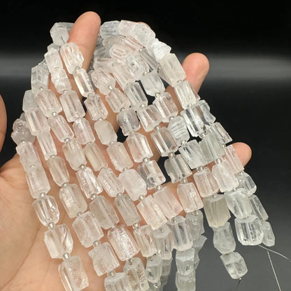 Natural Clear Quartz Tube Beads 7×11 mm · 38 cm Strand · Raw Crystal Beads for DIY Jewelry, Energy Healing & Home Décor