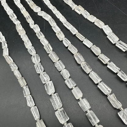 Natural Clear Quartz Tube Beads 7×11 mm · 38 cm Strand · Raw Crystal Beads for DIY Jewelry, Energy Healing & Home Décor