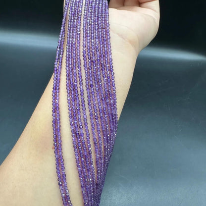 Natürliche, tiefviolette Amethystperlen · 2 mm mikrofacettierte Rondell · 38 cm vorgebohrter Strang | Zubehör zur Herstellung von Heilkristallschmuck | DIY-Armband, Halskette &amp; Geschenk