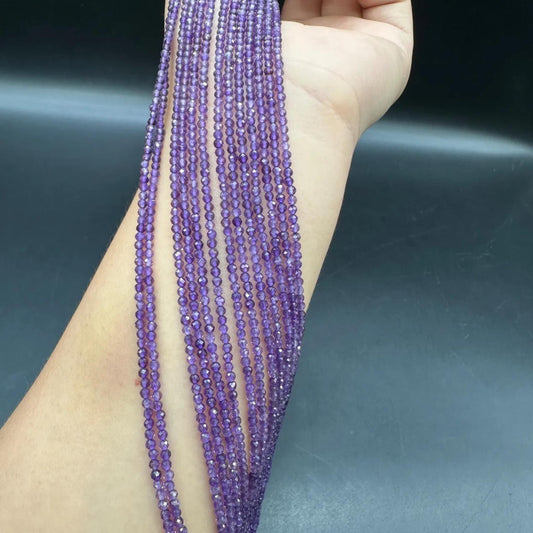 Natural Deep Purple Amethyst Beads · 2mm Micro-Faceted Rondelle · 38cm Pre-Drilled Strand | Healing Crystal Jewelry Making Supplies | DIY Bracelet, Necklace & Gift
