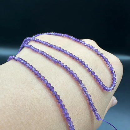 Natürliche, tiefviolette Amethystperlen · 2 mm mikrofacettierte Rondell · 38 cm vorgebohrter Strang | Zubehör zur Herstellung von Heilkristallschmuck | DIY-Armband, Halskette &amp; Geschenk